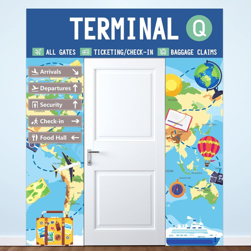 Photography History - 2D flat banner 3pc, airport terminal