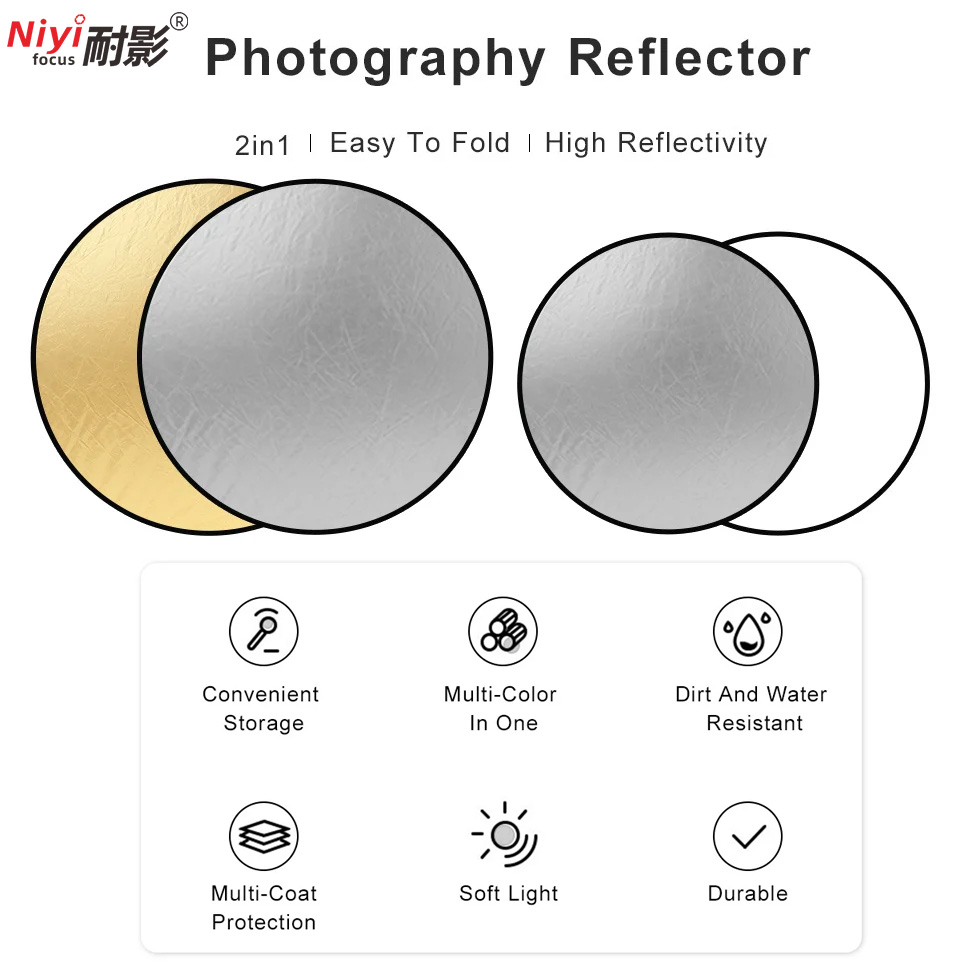2in1 Round Portable Reflector  - огляд і ціна Pop Up Flash Diffuser